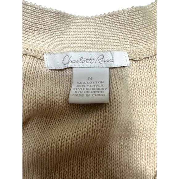 Y2K Charlotte Russe Beige Sleeveless Button-Up Knit Sweater Vest Size Medium - Picture 5 of 6